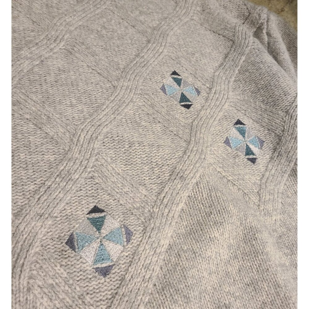 Vtg APART Sweater Men’s L Propeller Blade Look Gray Base Lambs Wool Nylon Blend - Picture 7 of 16